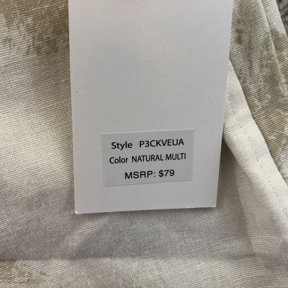 NWT DKNY Pure Womens Pants Small Linen Blend Wide Leg Beige Abstract Pull On - Picture 9 of 15